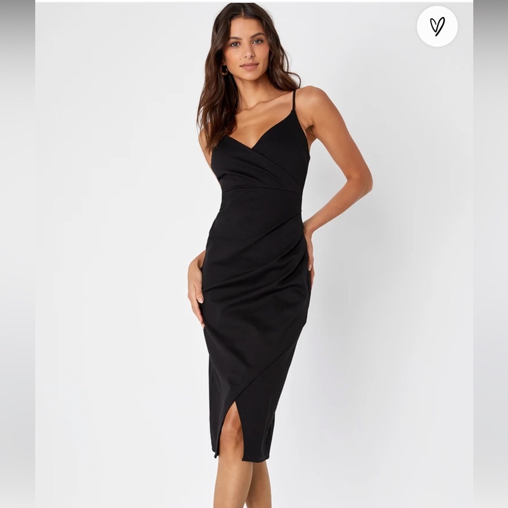 NWT Lulu’s All This Appeal Black Bodycon Midi Dress